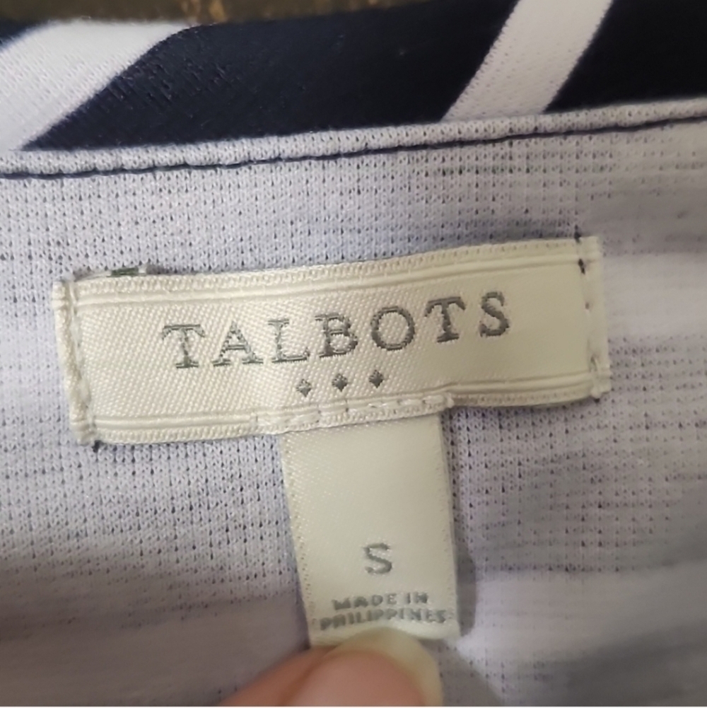 Talbots Vintage Style Boatneck midi Midi Dress Stripe Small Career Office Shift - Picture 5 of 7